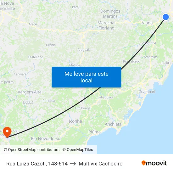 Rua Luiza Cazoti, 148-614 to Multivix Cachoeiro map