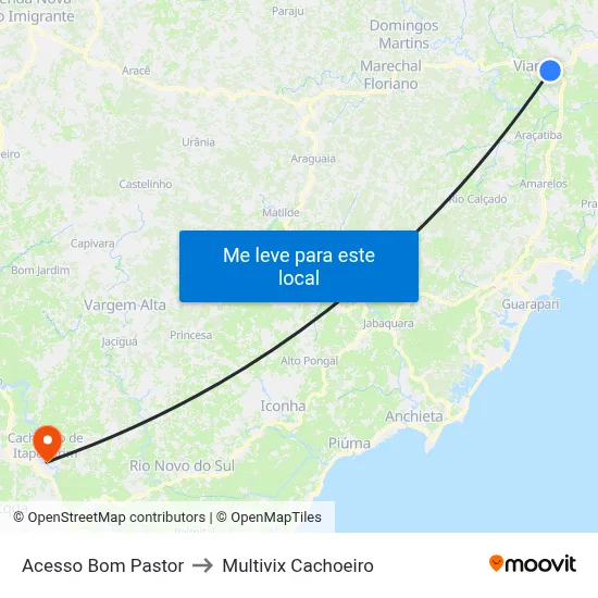 Acesso Bom Pastor to Multivix Cachoeiro map