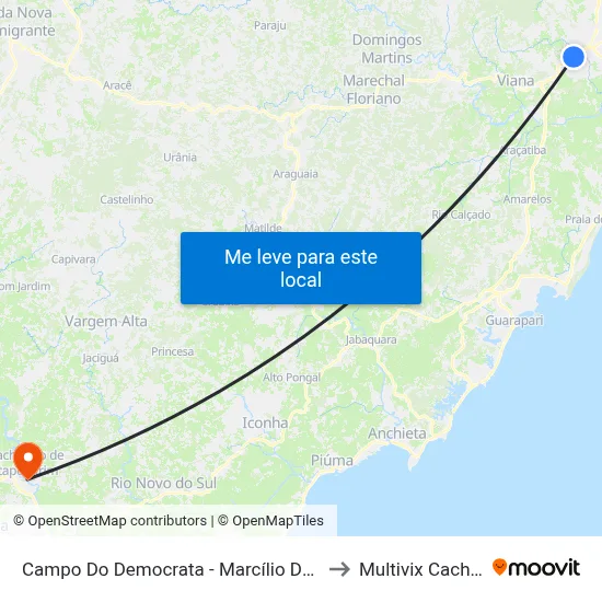 Campo Do Democrata - Marcílio De Noronha to Multivix Cachoeiro map