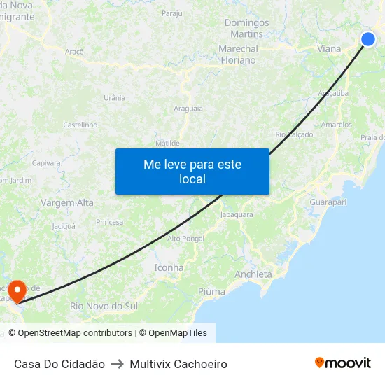 Casa Do Cidadão to Multivix Cachoeiro map