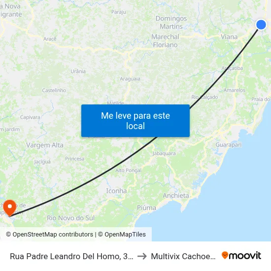 Rua Padre Leandro Del Homo, 385 to Multivix Cachoeiro map