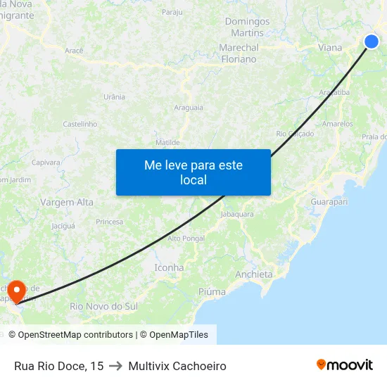 Rua Rio Doce, 15 to Multivix Cachoeiro map