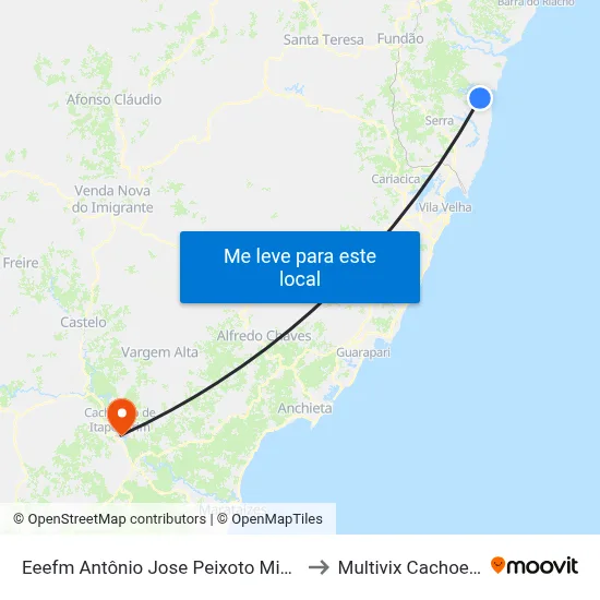 Eeefm Antônio Jose Peixoto Miguel to Multivix Cachoeiro map