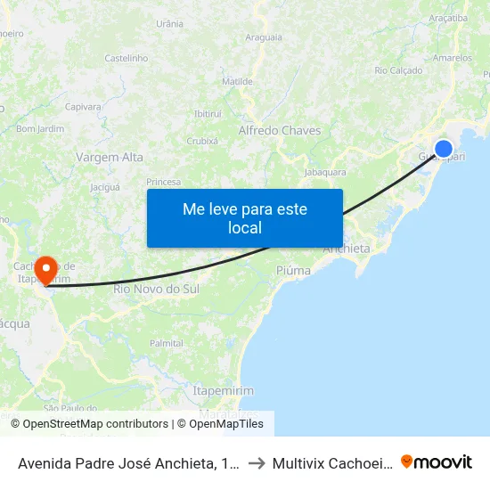 Avenida Padre José Anchieta, 198 to Multivix Cachoeiro map