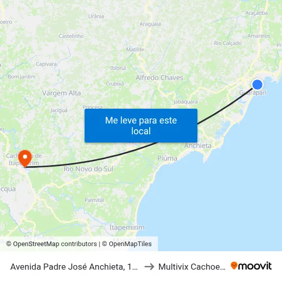 Avenida Padre José Anchieta, 1643 to Multivix Cachoeiro map