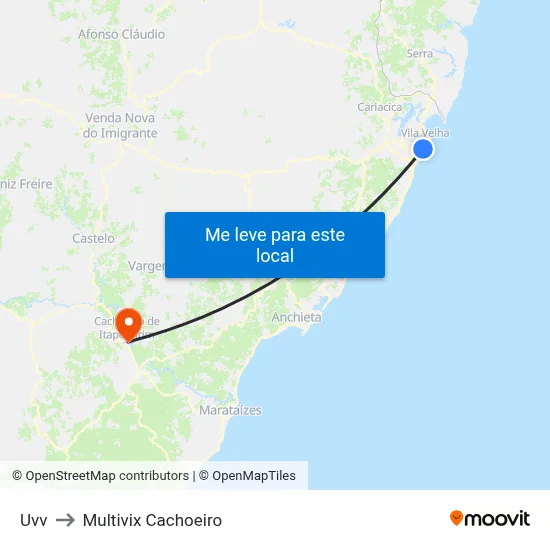 Uvv to Multivix Cachoeiro map