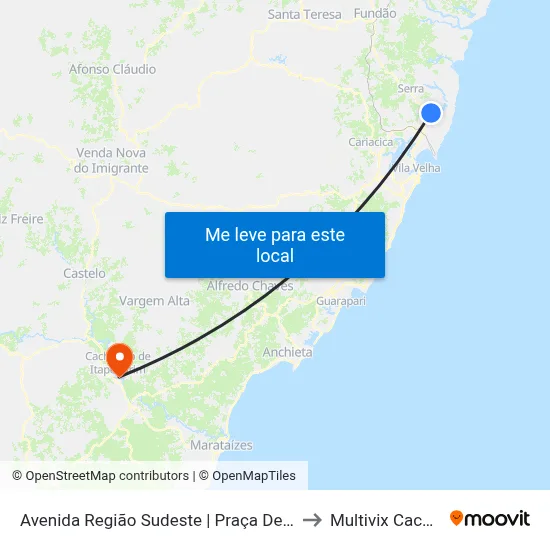 Avenida Região Sudeste | Praça De Barcelona to Multivix Cachoeiro map
