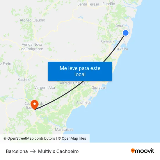 Barcelona to Multivix Cachoeiro map
