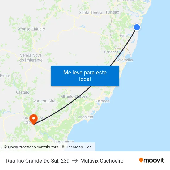 Rua Rio Grande Do Sul, 239 to Multivix Cachoeiro map