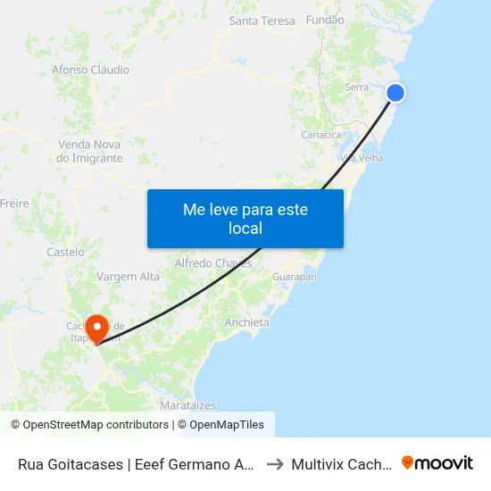 Rua Goitacases | Eeef Germano André Lube to Multivix Cachoeiro map