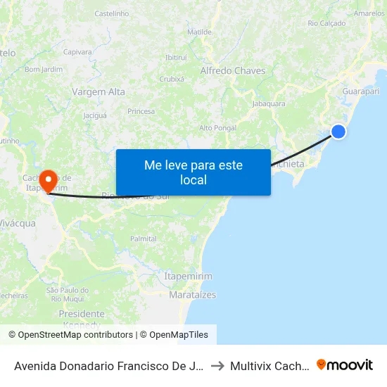 Avenida Donadario Francisco De Jesus, 121 to Multivix Cachoeiro map