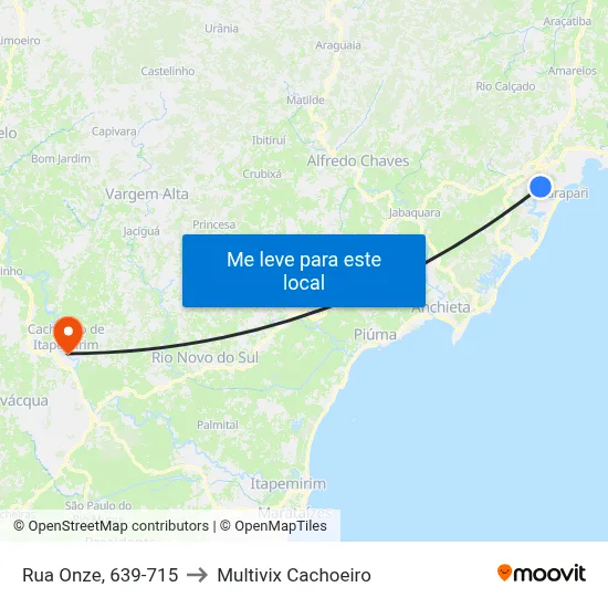Rua Onze, 639-715 to Multivix Cachoeiro map