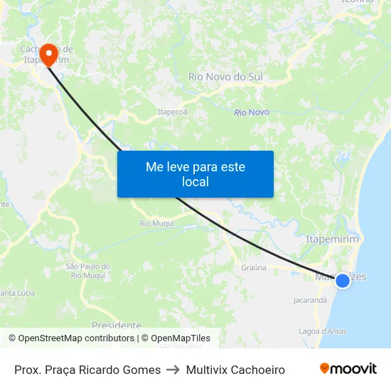 Prox. Praça Ricardo Gomes to Multivix Cachoeiro map