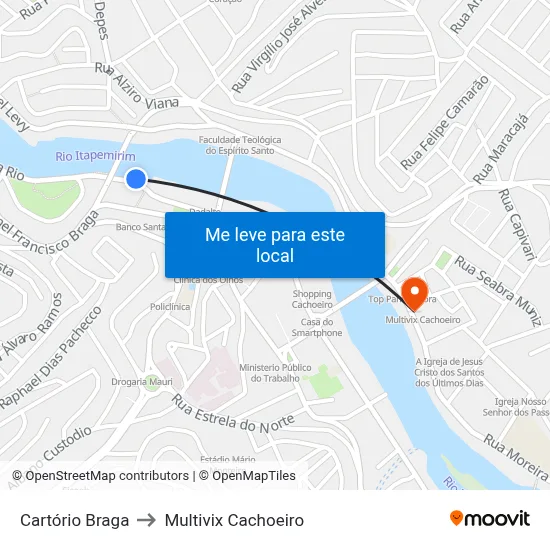Cartório Braga to Multivix Cachoeiro map