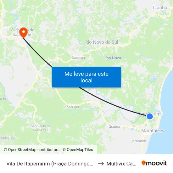 Vila De Itapemirim (Praça Domingos José Martins) to Multivix Cachoeiro map