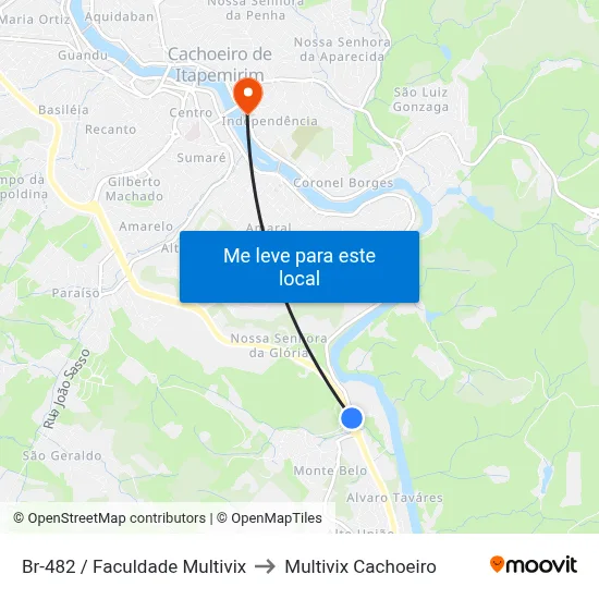 Br-482 / Faculdade Multivix to Multivix Cachoeiro map