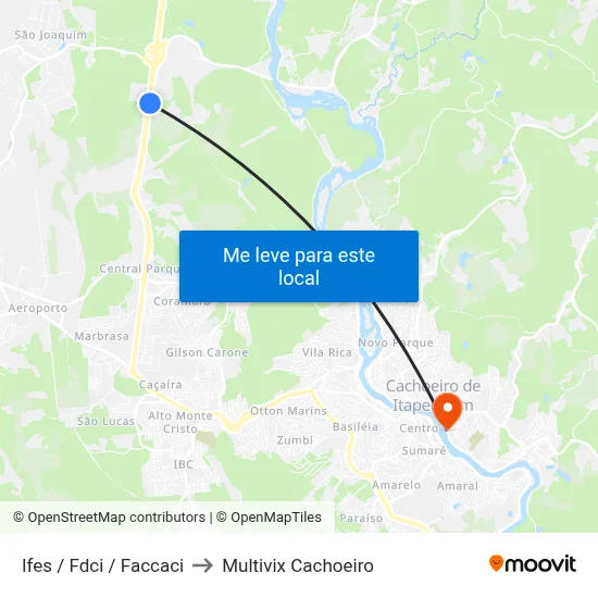 Ifes / Fdci / Faccaci to Multivix Cachoeiro map