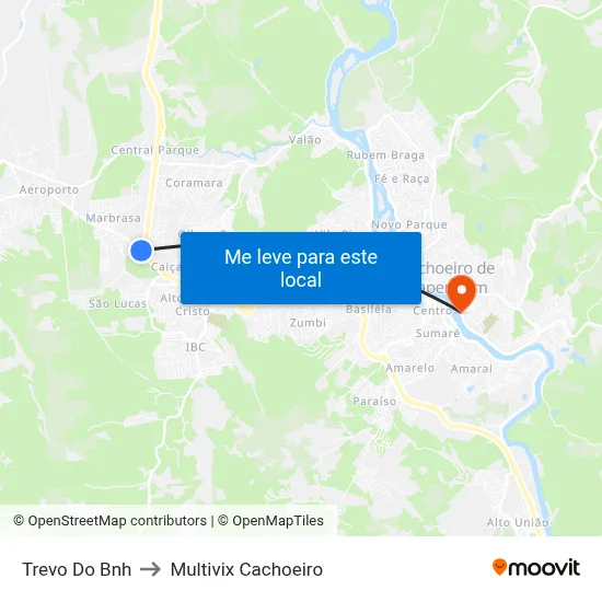 Trevo Do Bnh to Multivix Cachoeiro map