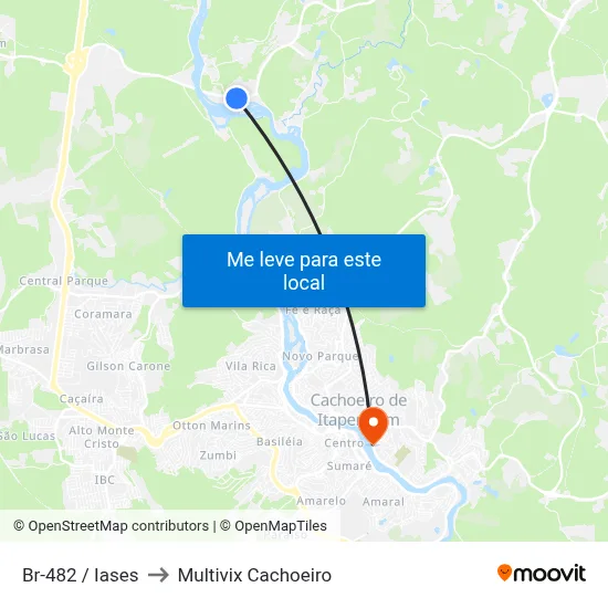 Br-482 / Iases to Multivix Cachoeiro map
