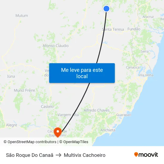 São Roque Do Canaã to Multivix Cachoeiro map