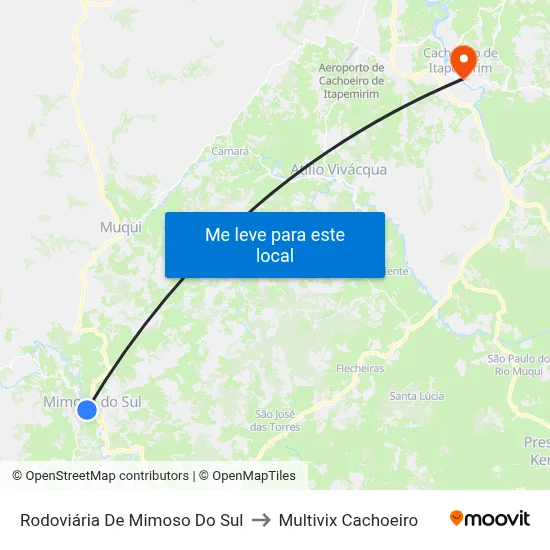 Rodoviária De Mimoso Do Sul to Multivix Cachoeiro map