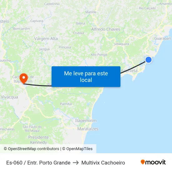 Es-060 / Entr. Porto Grande to Multivix Cachoeiro map