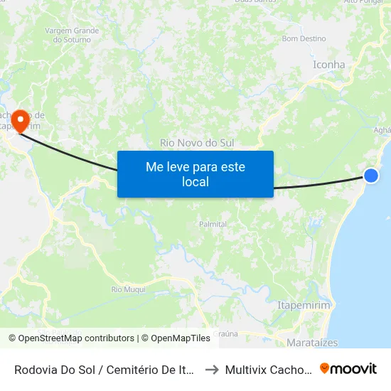 Rodovia Do Sol / Cemitério De Itaipava to Multivix Cachoeiro map