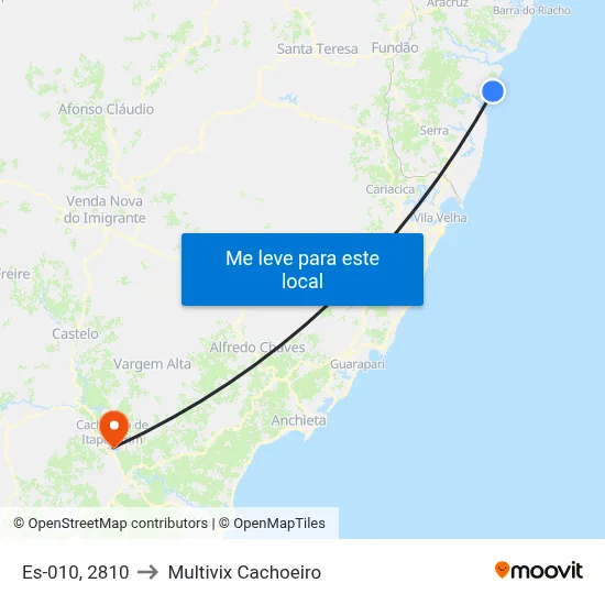 Es-010, 2810 to Multivix Cachoeiro map