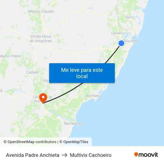 Avenida Padre Anchieta to Multivix Cachoeiro map