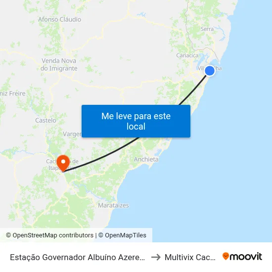 Estação Governador Albuíno Azeredo (Prainha) to Multivix Cachoeiro map