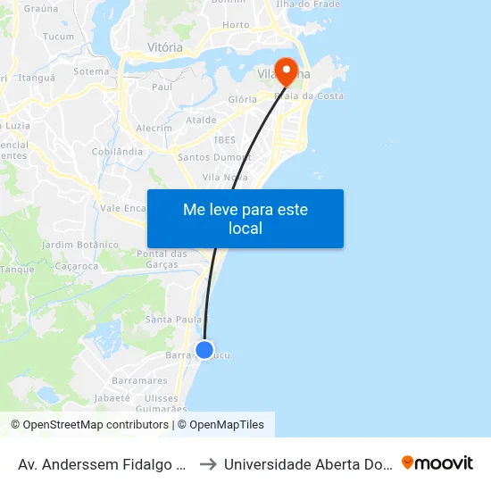Av. Anderssem Fidalgo Pereira to Universidade Aberta Do Brasil map
