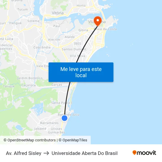 Av. Alfred Sisley to Universidade Aberta Do Brasil map