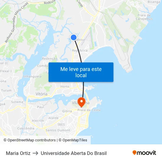 Maria Ortiz to Universidade Aberta Do Brasil map