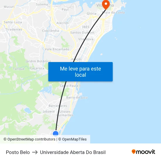 Posto Belo to Universidade Aberta Do Brasil map