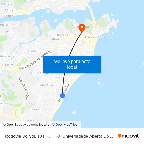 Rodovia Do Sol, 1311-1551 to Universidade Aberta Do Brasil map