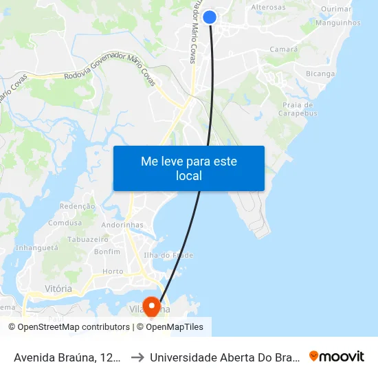 Avenida Braúna, 1240 to Universidade Aberta Do Brasil map