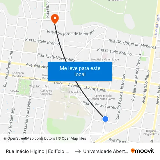 Rua Inácio Higino | Edifício Mubadalla Office to Universidade Aberta Do Brasil map