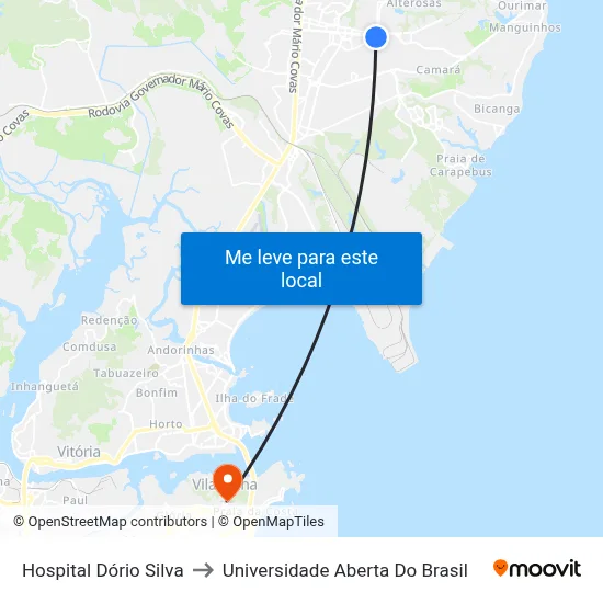 Hospital Dório Silva to Universidade Aberta Do Brasil map
