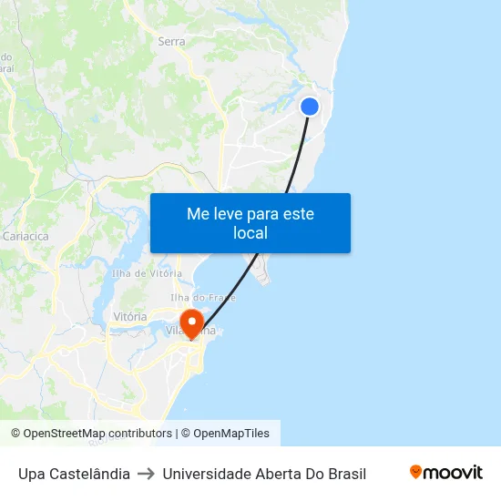 Upa Castelândia to Universidade Aberta Do Brasil map