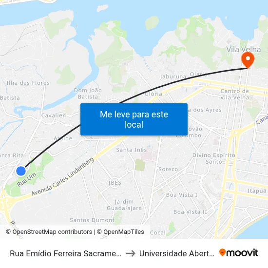 Rua Emídio Ferreira Sacramento, 2252-2272 to Universidade Aberta Do Brasil map