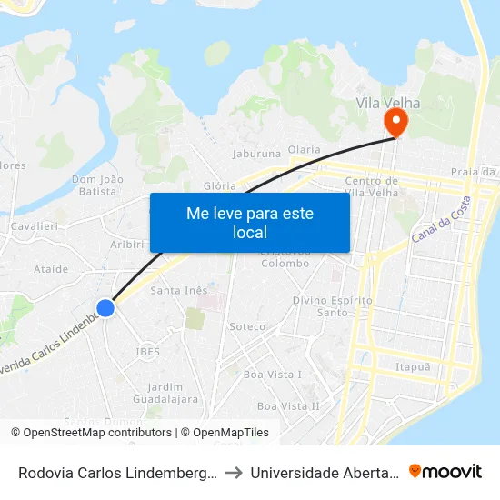 Rodovia Carlos Lindemberg, 2502-2550 to Universidade Aberta Do Brasil map