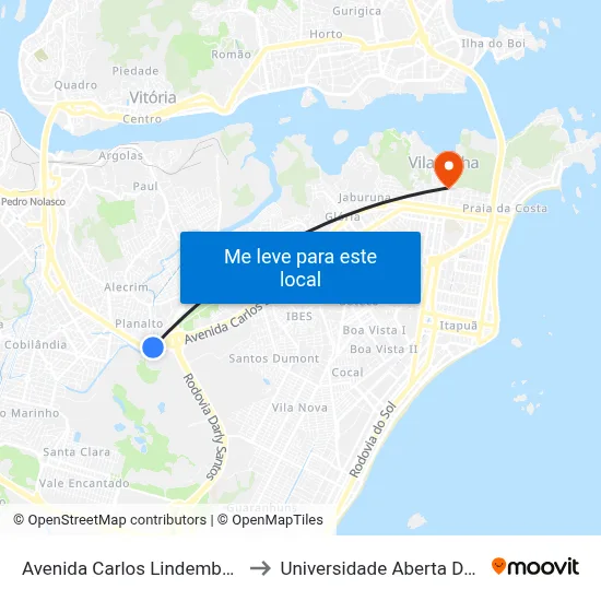 Avenida Carlos Lindemberg, 794 to Universidade Aberta Do Brasil map