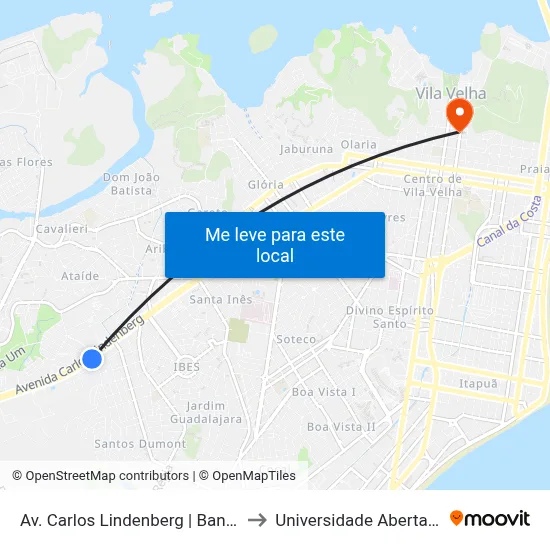 Av. Carlos Lindenberg | Banco Do Brasil to Universidade Aberta Do Brasil map