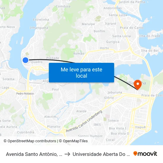 Avenida Santo Antônio, 1024 to Universidade Aberta Do Brasil map