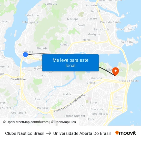 Clube Náutico Brasil to Universidade Aberta Do Brasil map