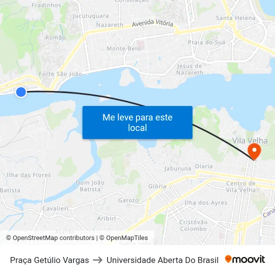 Praça Getúlio Vargas to Universidade Aberta Do Brasil map