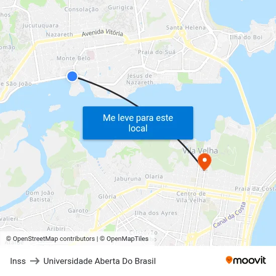Inss to Universidade Aberta Do Brasil map