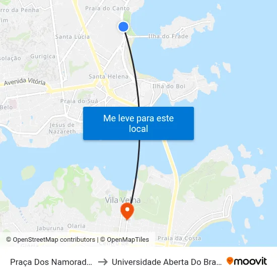 Praça Dos Namorados to Universidade Aberta Do Brasil map