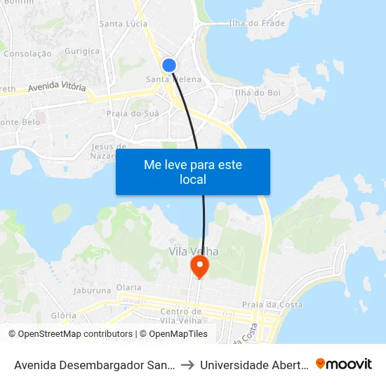 Avenida Desembargador Santos Neves, 389 to Universidade Aberta Do Brasil map