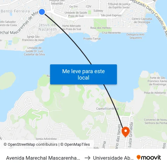 Avenida Marechal Mascarenhas De Moraes, 4135-4309 to Universidade Aberta Do Brasil map